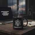 Titanium Mindset black ceramic coffee mug with white logo