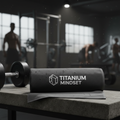 Titanium Mindset charcoal grey gym towel with white logo